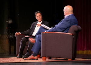 Hugh Vasquez talks with UWSL CEO, Bill Crim, at the 2021 Speaker Series