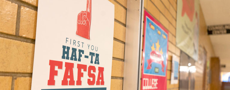 FAFSA poster hanging in school